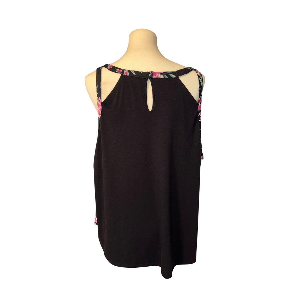 Torrid Womens Floral Keyhole Back Tank Top Black Pink Plus Size 2 2X 18 - Picture 4 of 9